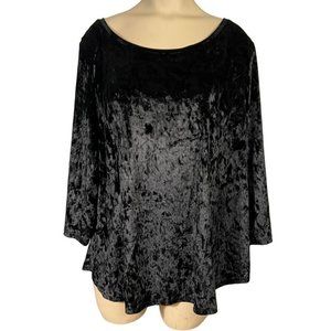 Westport 1962 women's black evening wear top size 1X long sleeve, round neck